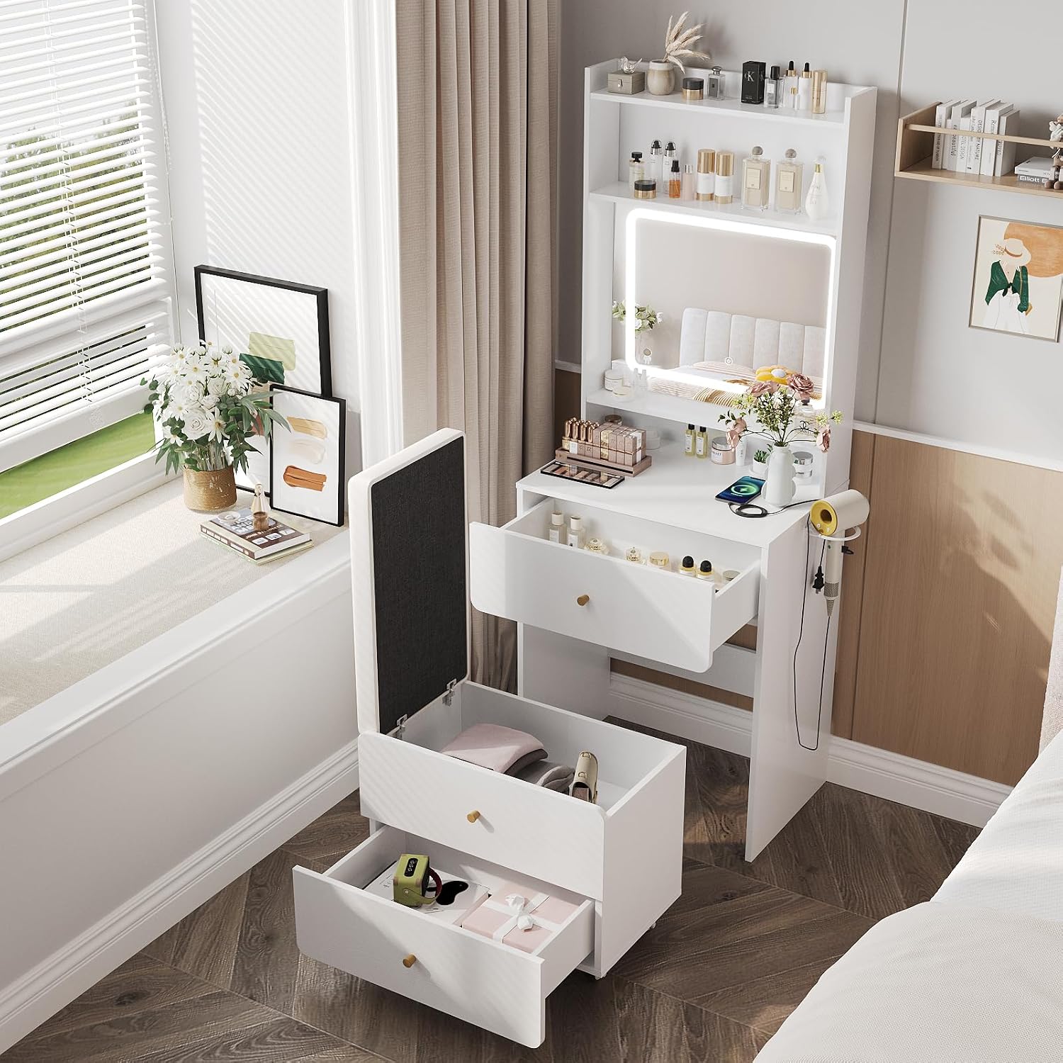 Desk Setup Small - Tocador de Maquillaje Vabches con Espejo