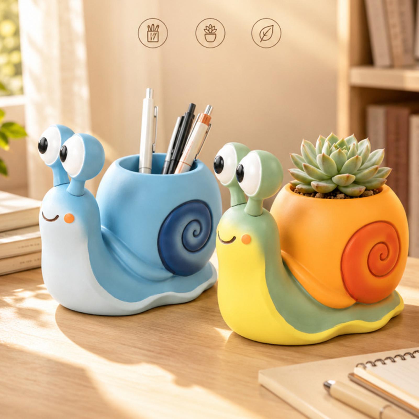 Desk Setup Plant - Maceta con forma de caracol, soporte
