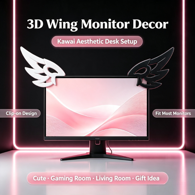 Desk Setup No Computer - Decoración de Alas 3D Kawaii para