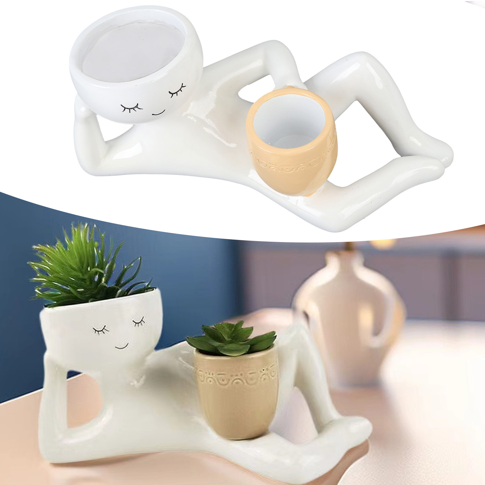 Desk Setup Plant - Maceta suculenta creativa, maceta de resina