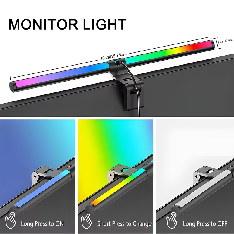 Barra de luz RGB para monitor, - Desk Setup No Monitor reseña y precio