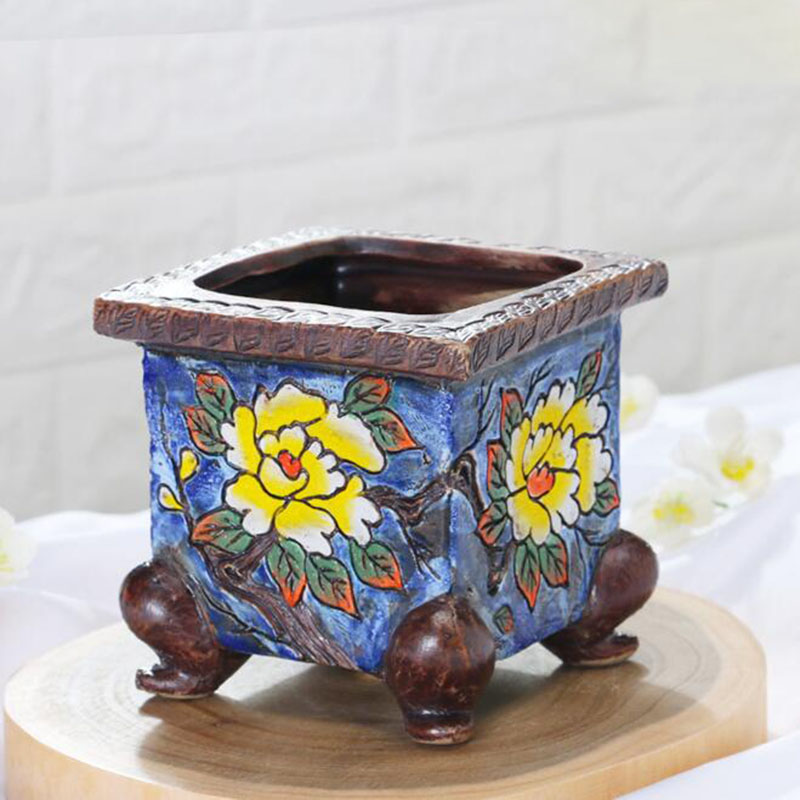 Maceta de cerámica pintada a m - Korean Desk Setup reseña y precio