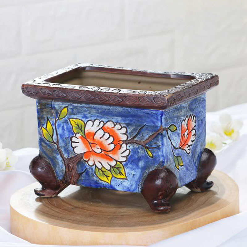 Maceta de cerámica pintada a m - Korean Desk Setup reseña y precio